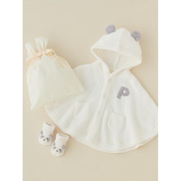 出産祝い 「ラッピング済み」「BABY」パウダーアニマルポンチョ＆ソックスSET