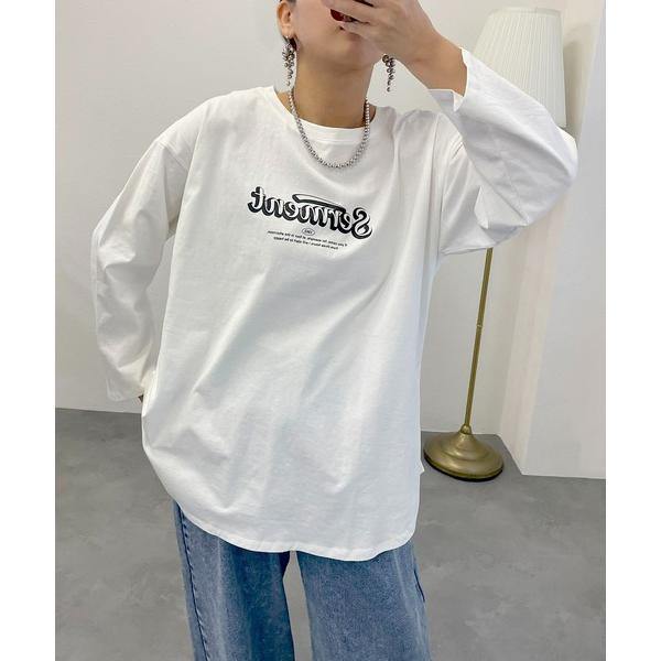 tシャツ ラウンドヘム プリントロゴTシャツ レディース