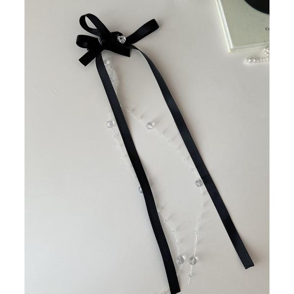 ヘアクリップ 2pビジュリボンヘアクリップ