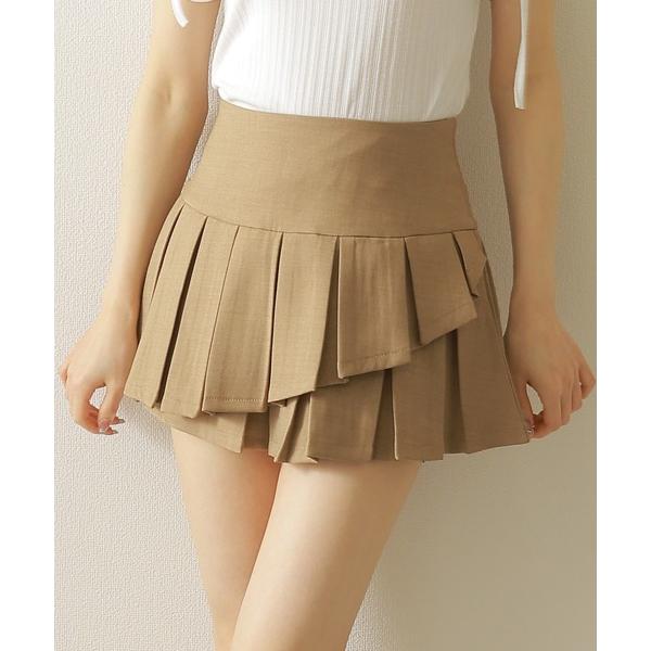 スカート asymmetry pleats mini skirt/アシンメトリープリーツミニスカート