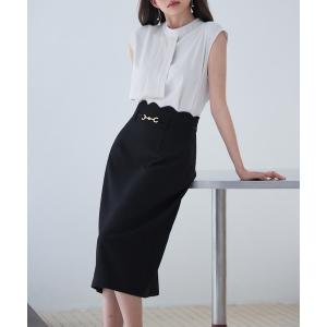 スカート 「高評価」スカラップハイウエストスカート