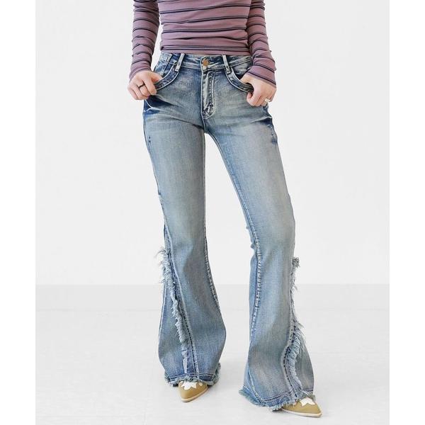 ジーンズ デニム デニムパンツ カットオフスリムブーツカットデニム ローライズスリムデニムパンツ レ...