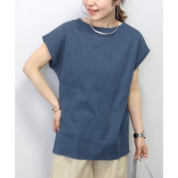 tシャツ ボートネックワッフルスクエアプルオーバー レディース