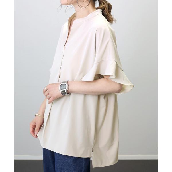 ブラウス シャツ フリルスリーブスキッパーブラウス レディース