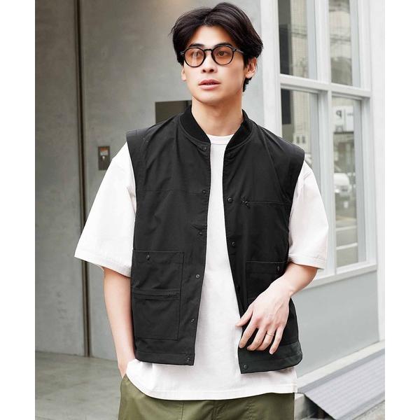 ベスト ジレ 撥水 ファンクショナルポケット スナップボタン ベスト メンズ