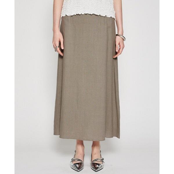 スカート 「手洗い可」リネンブレンドフレアスカート