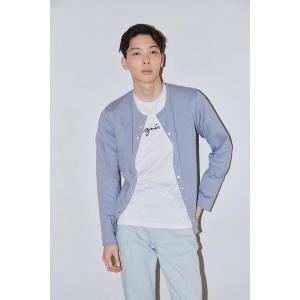 カーディガン メンズ オーガニックコットン 長袖 カーディガンプレッション メンズ