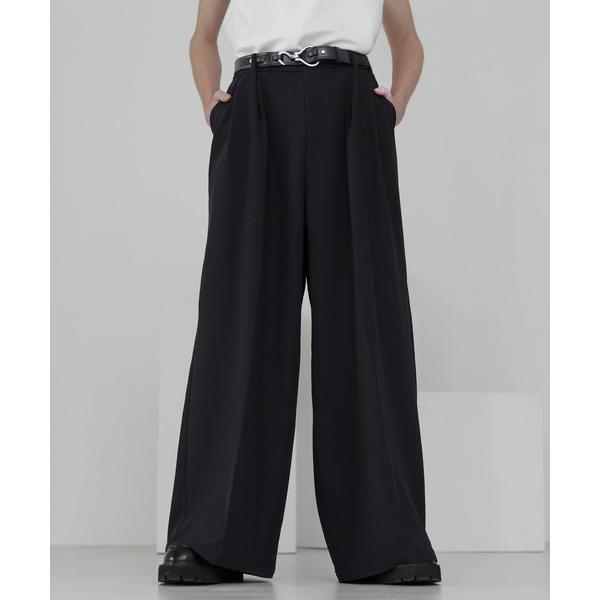 スラックス エバークリース2タックセンタープレスTRワイドフレアスラックス メンズ レディース