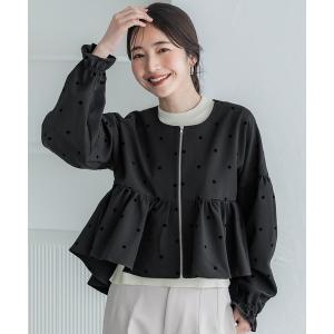 ブルゾン アウター フロッキードットフレアジャケット レディース