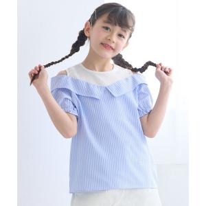 ブラウス シャツ キッズ　タンクドッキング肩あきブラウス キッズ 子供服 女の子