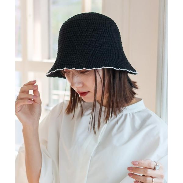 帽子 ハット スカラップサーモチューリップハット バイカラー バケットハット 深め ペーパーハット ...