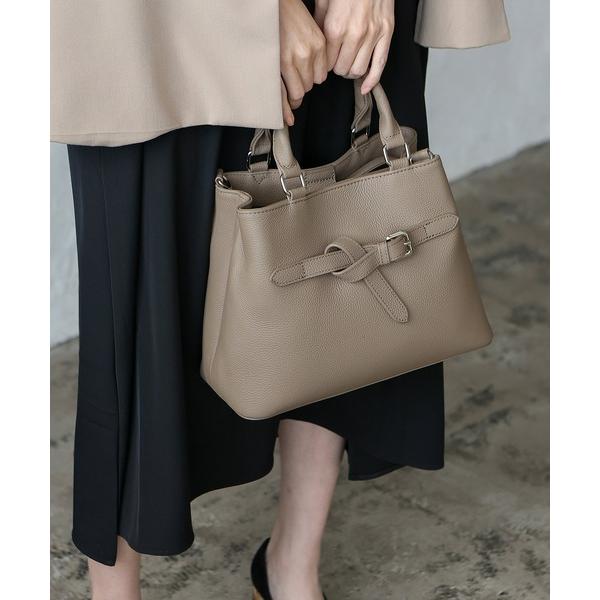 トートバッグ 本革2ルーム2wayトートバッグ ベルトデザイン ハンドバッグ フォーマルバッグ セレ...