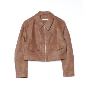 ラスト値下げMM6のクロップド丈 レザーライダースジャケット レザージャケット ライダース クロップドシングルライダース