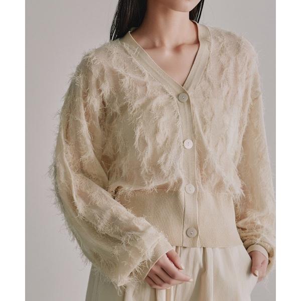 カーディガン シアーフリンジカーディガン レディース