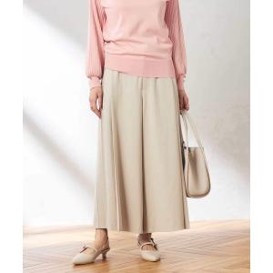 パンツ 「洗える/ストレッチ」サイドプリーツワイドパンツ レディース