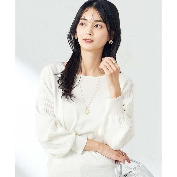 ニット セーター 「雑誌InRed(宝島社)4月号掲載」プリーツスリーブ美ラクるニット レディース