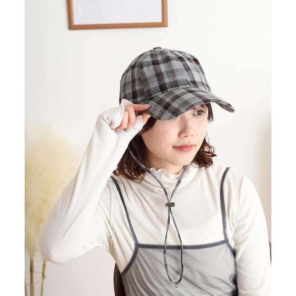 キャップ 帽子 リネンチェックロングビルキャップ メンズ レディース