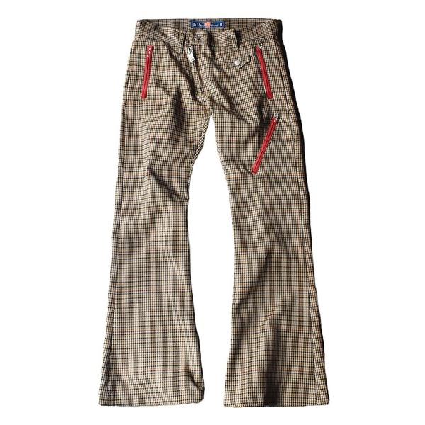 スラックス blackemeans グレンチェック フレアジップパンツ メンズ レディース