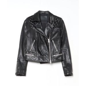 「ALLSAINTS」 レザージャケット 6 ネイビー レディース