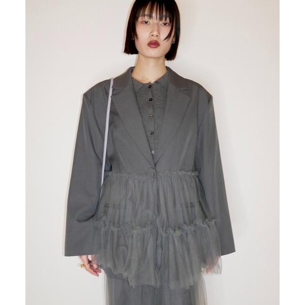 ジャケット テーラードジャケット tulle peplum jacket レディース