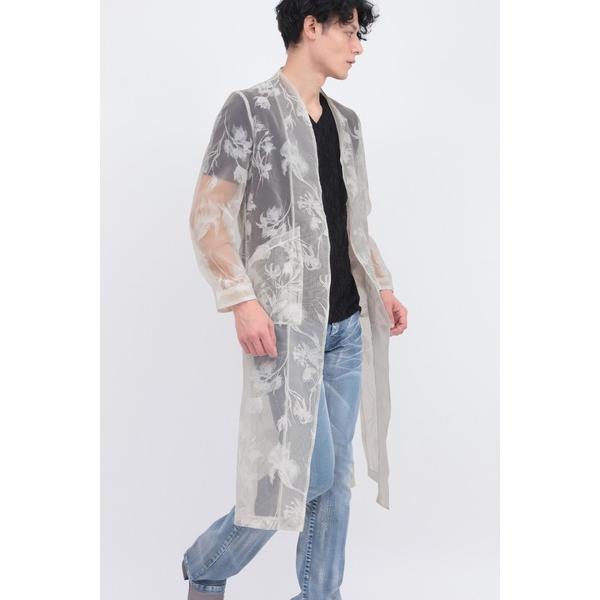 カーディガン TORNADO MART∴フラワーフロッキーオーガンジーマキシカーデ メンズ