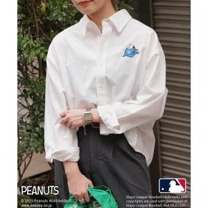 ブラウス シャツ MLB×PEANUTSコラボワッペンオックスシャツ/ドジャース・ヤンキース・パドレス・メッツ/ピーナッツ/ユニセックス レディース