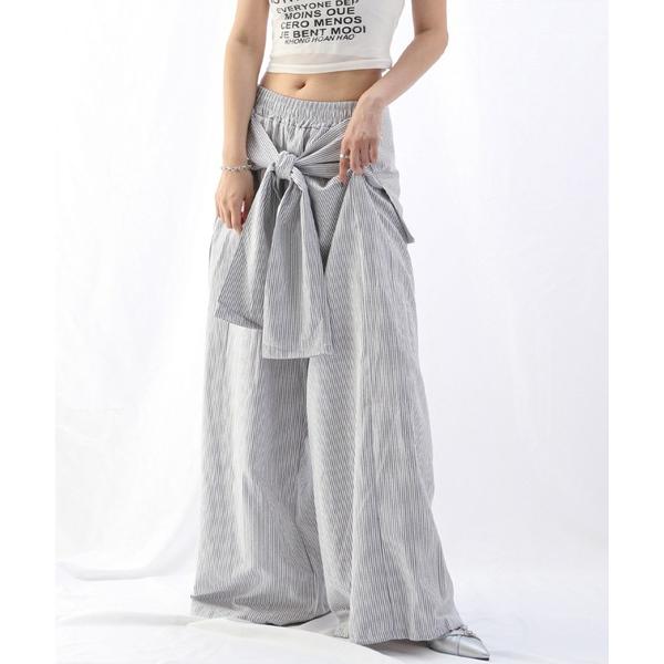 パンツ 2ピースストライプデザインパンツ レディース