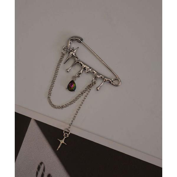 ブローチ 「resonance」「ユニセックス/男女兼用」シルバーデザイン チェーン ピンブローチ「...