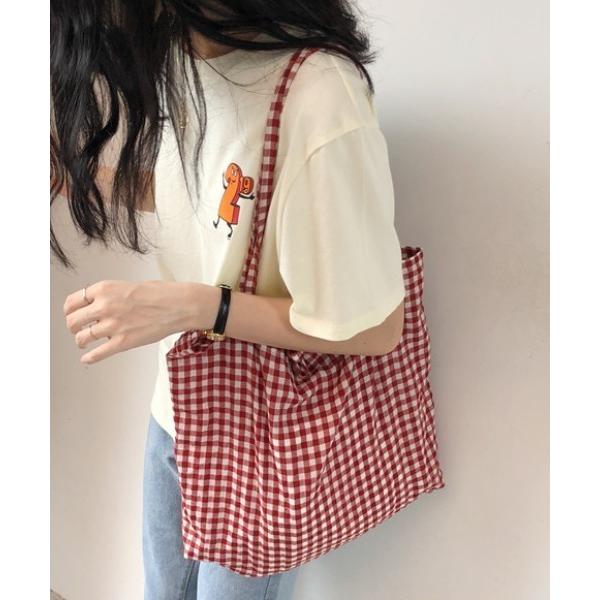 トートバッグ ギンガムチェックトートバッグ レディース