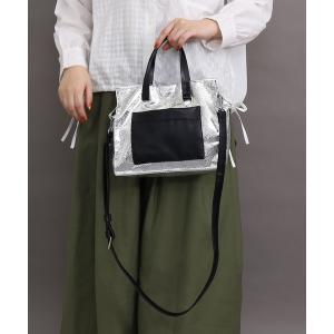 トートバッグ メタリックポケットスクエア２WAYトートバッグ レディース