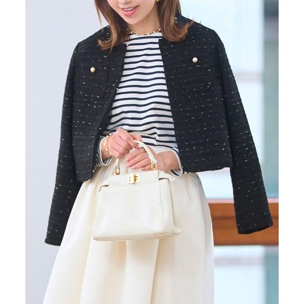 ジャケット ノーカラージャケット ツイード ボレロ ジャケット Prima Scherrer レディ...