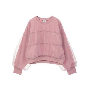 トレーナー スウェット SHIRRING TULLE DOCKING SWEAT レディース