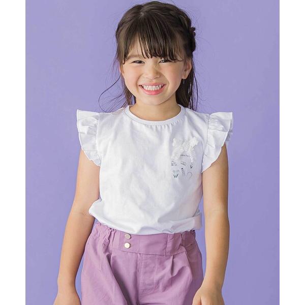 tシャツ おめかしGIRLプリント天竺フリルスリーブTシャツ(95~150cm) キッズ 子供服 男...