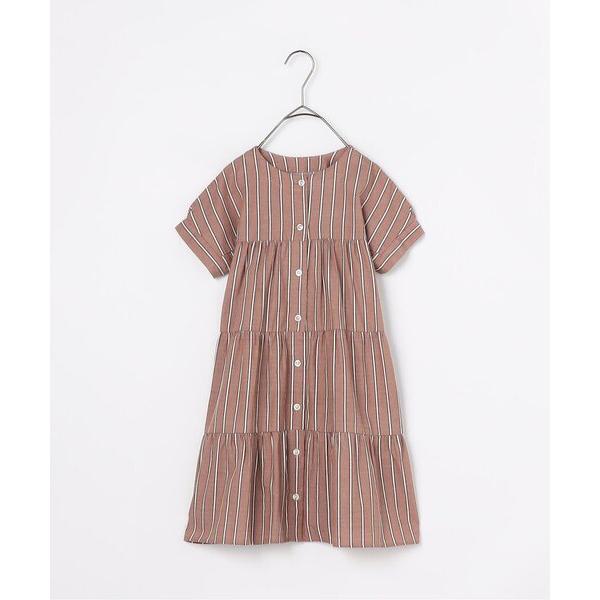 ワンピース 「ジュニア対応」ストライプ前後２WAYティアードシャツワンピース キッズ 子供服 女の子