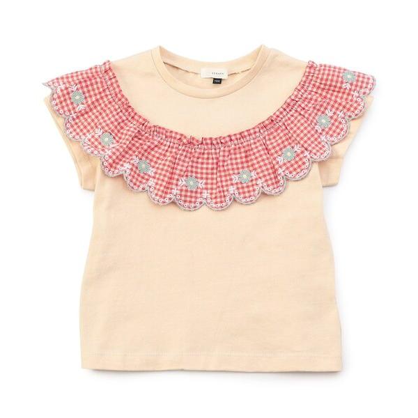 tシャツ 「リンク/ジュニア対応」ガーリーチェックフリル半袖Tシャツ キッズ 子供服 女の子