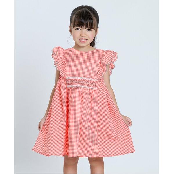 ワンピース 「リンク/ジュニア対応」ガーリーチェックスモッキング刺繍ワンピース キッズ 子供服 女の...