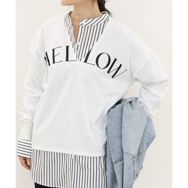 tシャツ 深Vネックロゴプリントプルオーバー レディース