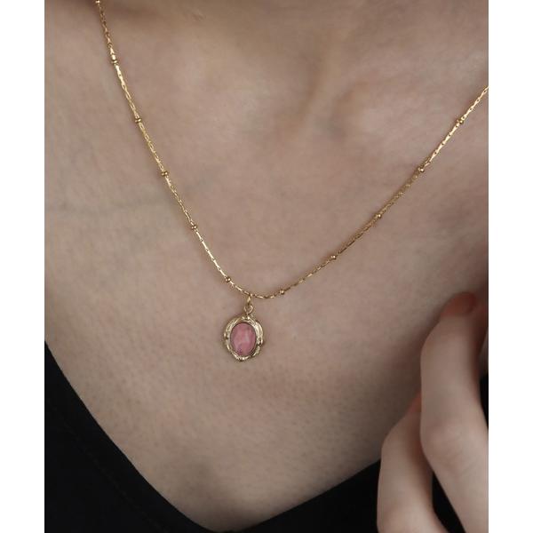 ネックレス 金属アレルギー対応 ロードナイト ペンダントネックレス レディース