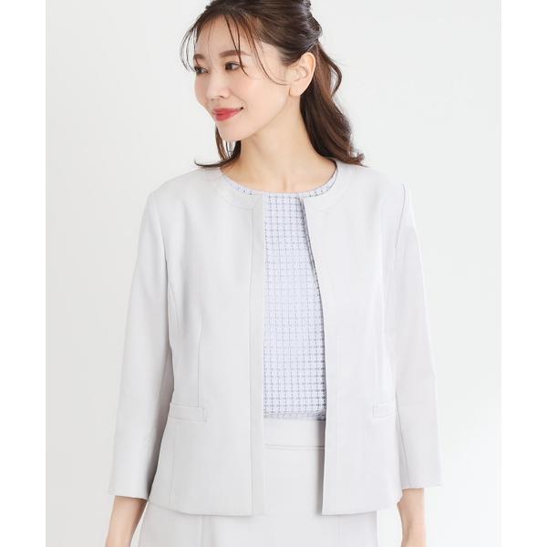ジャケット ノーカラージャケット 「夏SALE／UVカット／接触冷感／洗える／セットアップ可」ドライ...