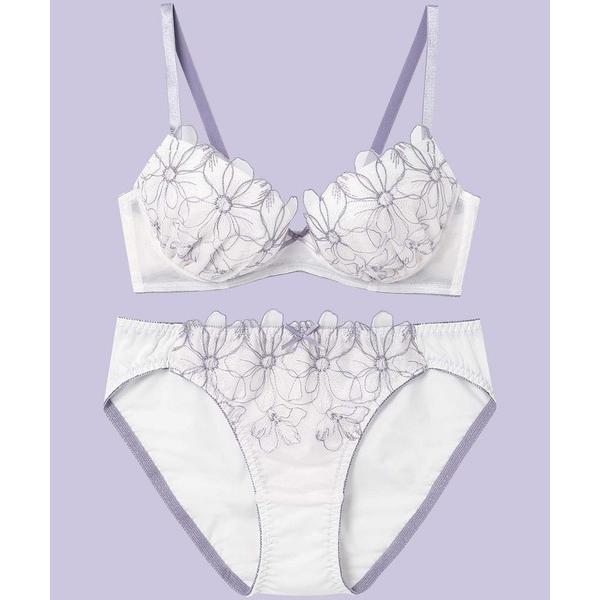 ブラジャー ショーツセット 「まる胸メイク」ブラ＆ショーツセット 大花モチーフ×エンブロイダリーレー...