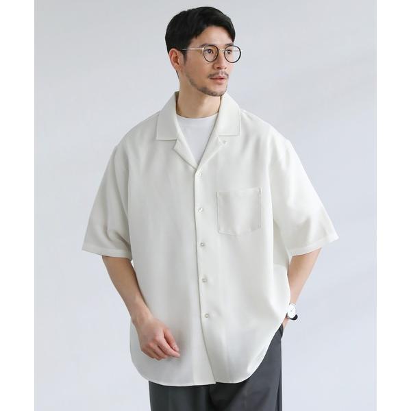 シャツ 「イージーケア・吸水速乾・通気性・軽量」綿麻ライクテックキャンバスオーバーサイズ半袖オープン...