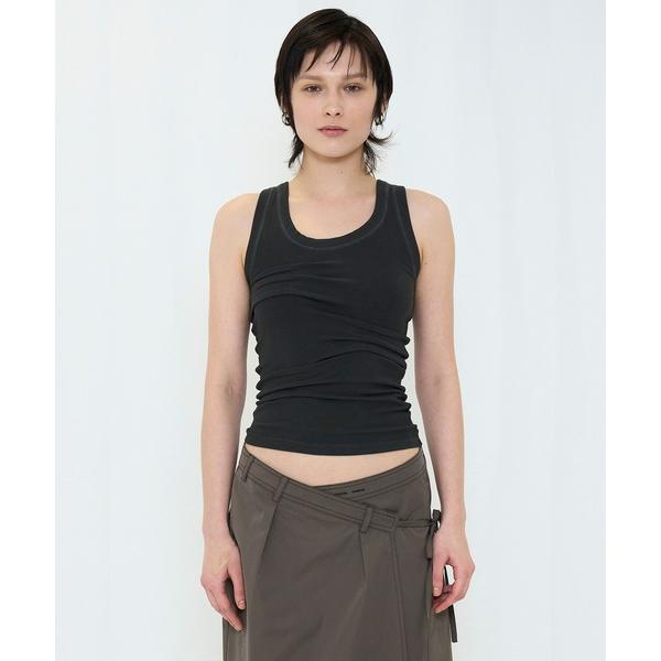 タンクトップ ノースリーブ TUCK RIB TANK TOP レディース