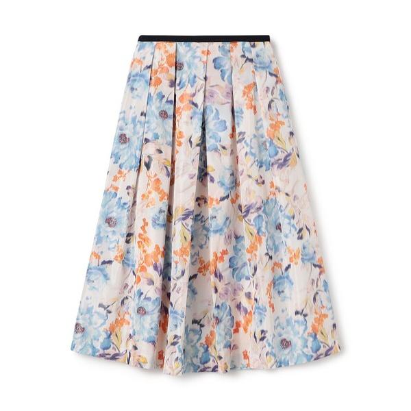 スカート ピヴォワンヌプリント タックスィングスカート