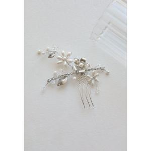 パールメタルフラワーコーム 結婚式 二次会 お呼ばれ パーティー 浴衣 着物 和装 ヘアアクセサリー かんざし ヘアピン シルバー ゴールド ビーズ ビジュー…｜ZOZOTOWN Yahoo!店
