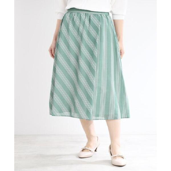 スカート 「手洗い可」ストライプ柄シアースカート