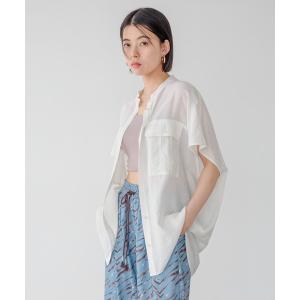 ブラウス シャツ 「ショートとロングで選べる着丈」シアーワークシャツ レディース