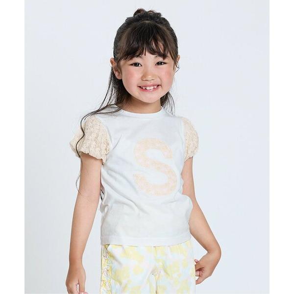 tシャツ 「ジュニア対応」レースアップリケロゴ半袖Tシャツ キッズ 子供服 女の子