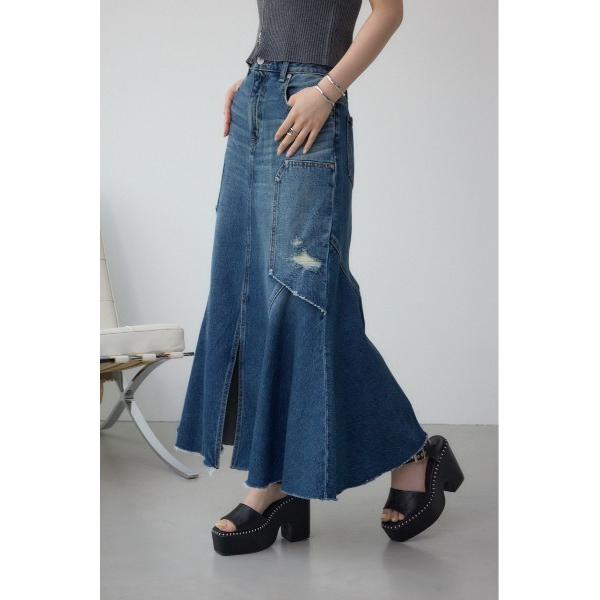 デニムスカート AZUL DENIM ダメージマーメイドスカート