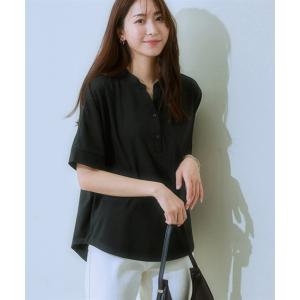 tシャツ 半袖 ブラウス見え　シルケットポンチスキッパーチュニックカットソートップス レディース