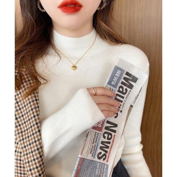 ニット セーター プチハイネックが着やすい。首元で差をつける、上品シルエット。ボトルネックニットで洗...